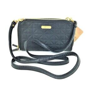 Buxton Ultimate Wallet Crossbody Shoulder Strap Checkbook Dual Zip Purse Clutch